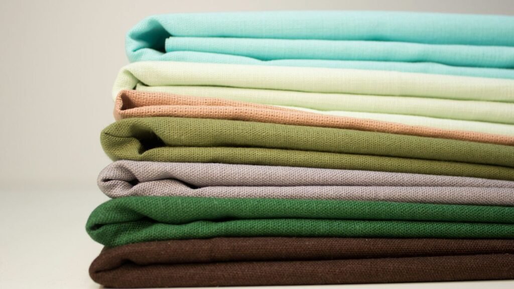green and blue bath towels